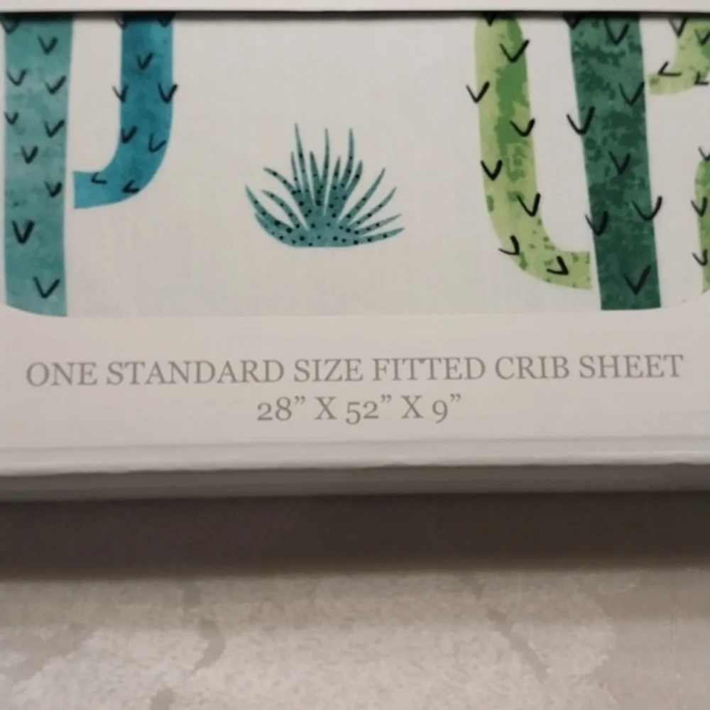 Addison Belle NWT Organic Cotton Percale Fitted Crib Sheet Cactus‎ Print 28x52x9